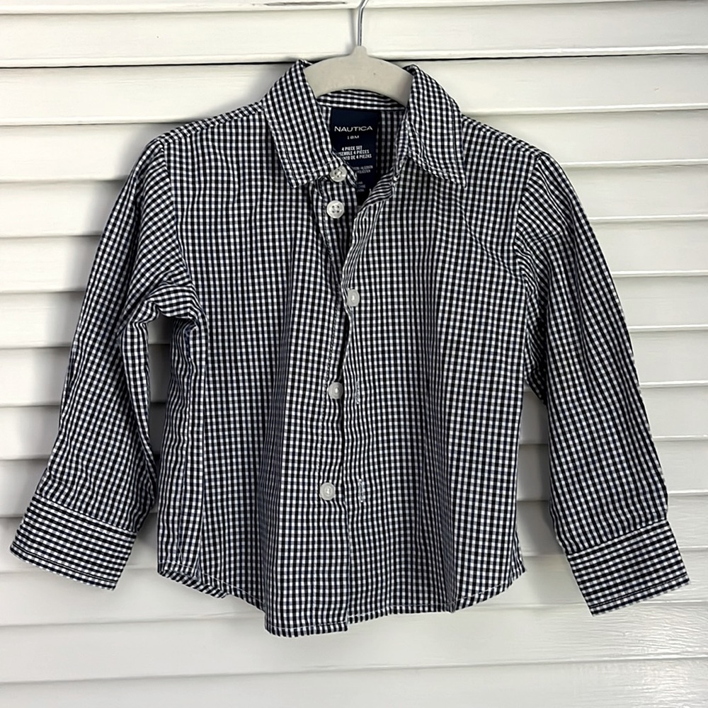 Nautica gingham plaid button down shirt